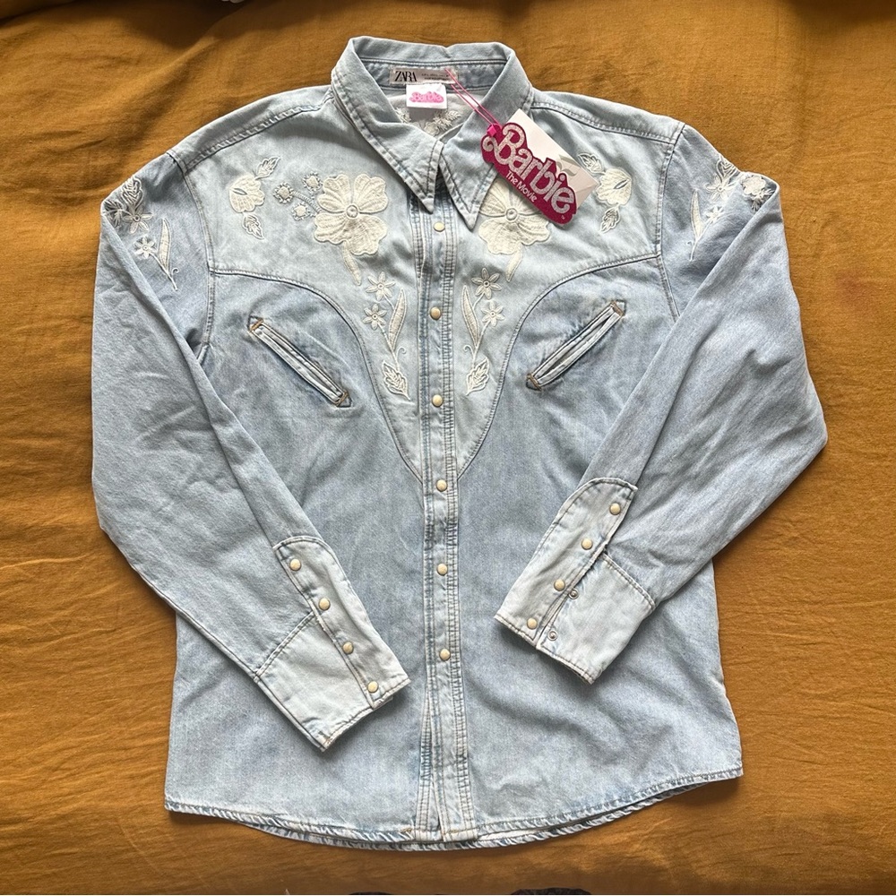 Barbie x ZARA Embroidered Denim Shirt